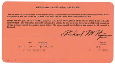 Lot #7107 Richard Nixon Document Signed - Image 1