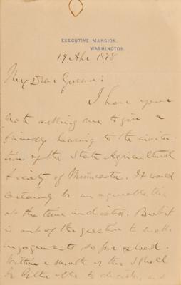 Lot #7041 Rutherford B. Hayes Autograph Letter Signed as President - Image 1