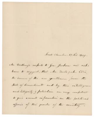 Lot #7018 Andrew Jackson: Levi Woodbury Autograph