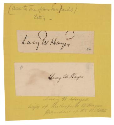 Lot #7043 Rutherford B. Hayes and Lucy W. Hayes Signatures