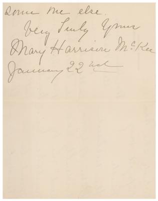 Lot #7053 Mary Harrison McKee Autograph Letter Signed - Image 3