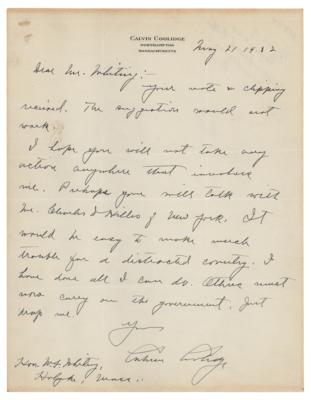 Lot #7074 Calvin Coolidge Autograph Letter Signed