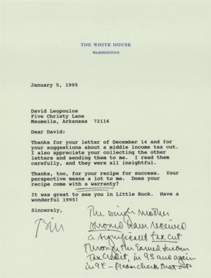 Lot #7119 Bill Clinton Typed Letter Signed as President