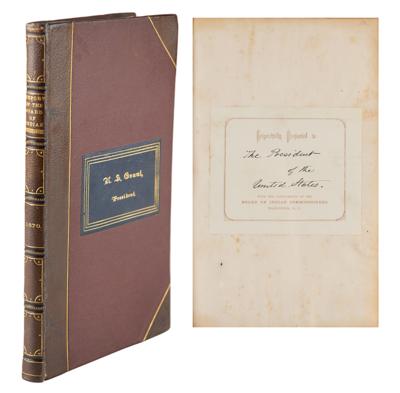 Lot #7040 U. S. Grant's Personally-Owned Book: 'Second Annual Report of the Board of Indian Commissioners'