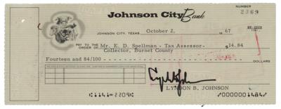 Lot #7102 Lyndon B. Johnson Signed Check as