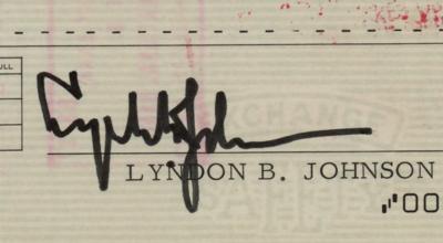 Lot #7102 Lyndon B. Johnson Signed Check as President - Image 2