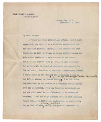 Lot #7058 Theodore Roosevelt Typed Letter Signed