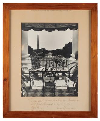Lot #7087 Harry S. Truman Signed Photograph in White House Timber Frame - Image 1