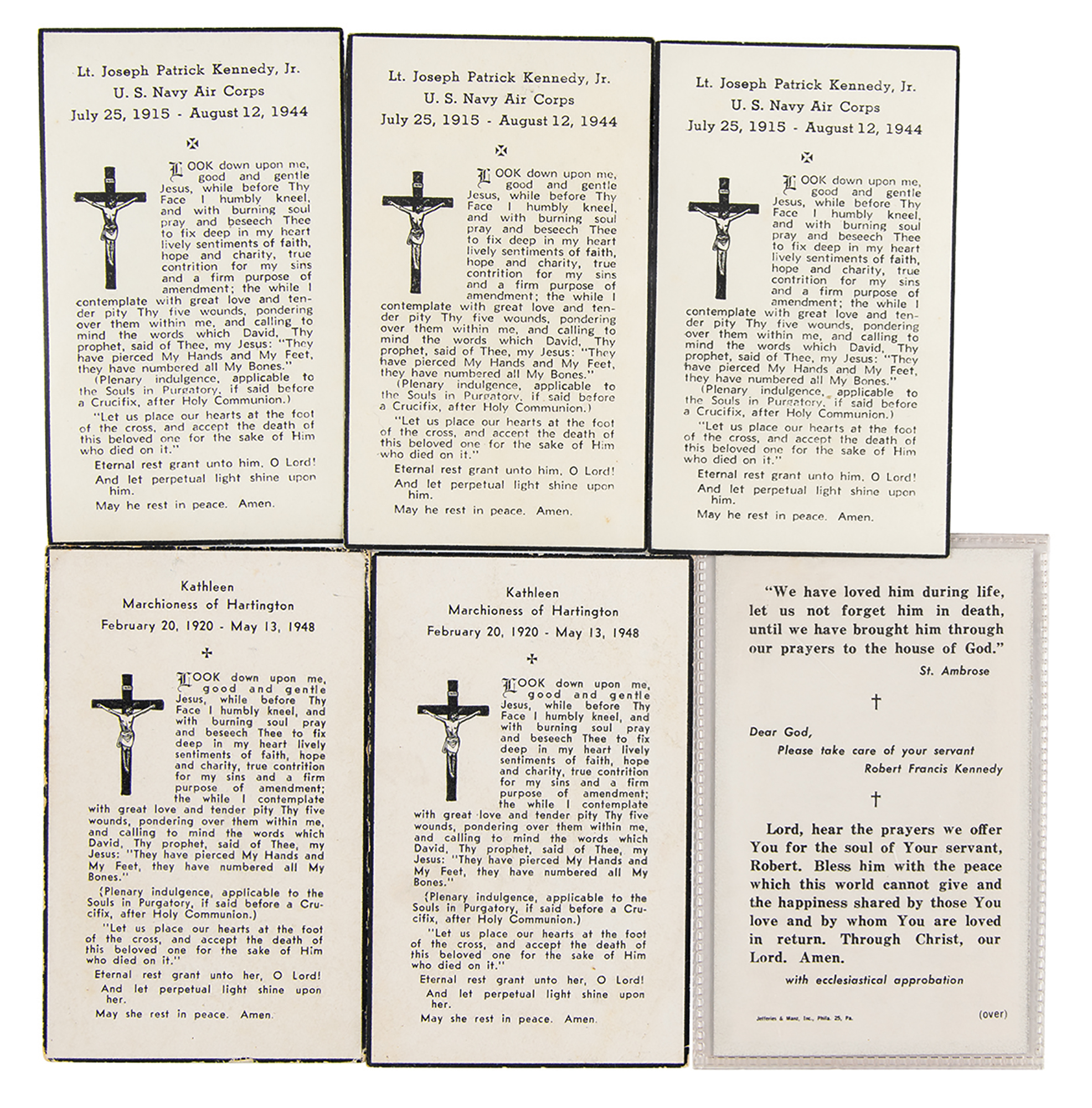 Lot #7101 Kennedy Family (6) Funeral Cards - Image 2