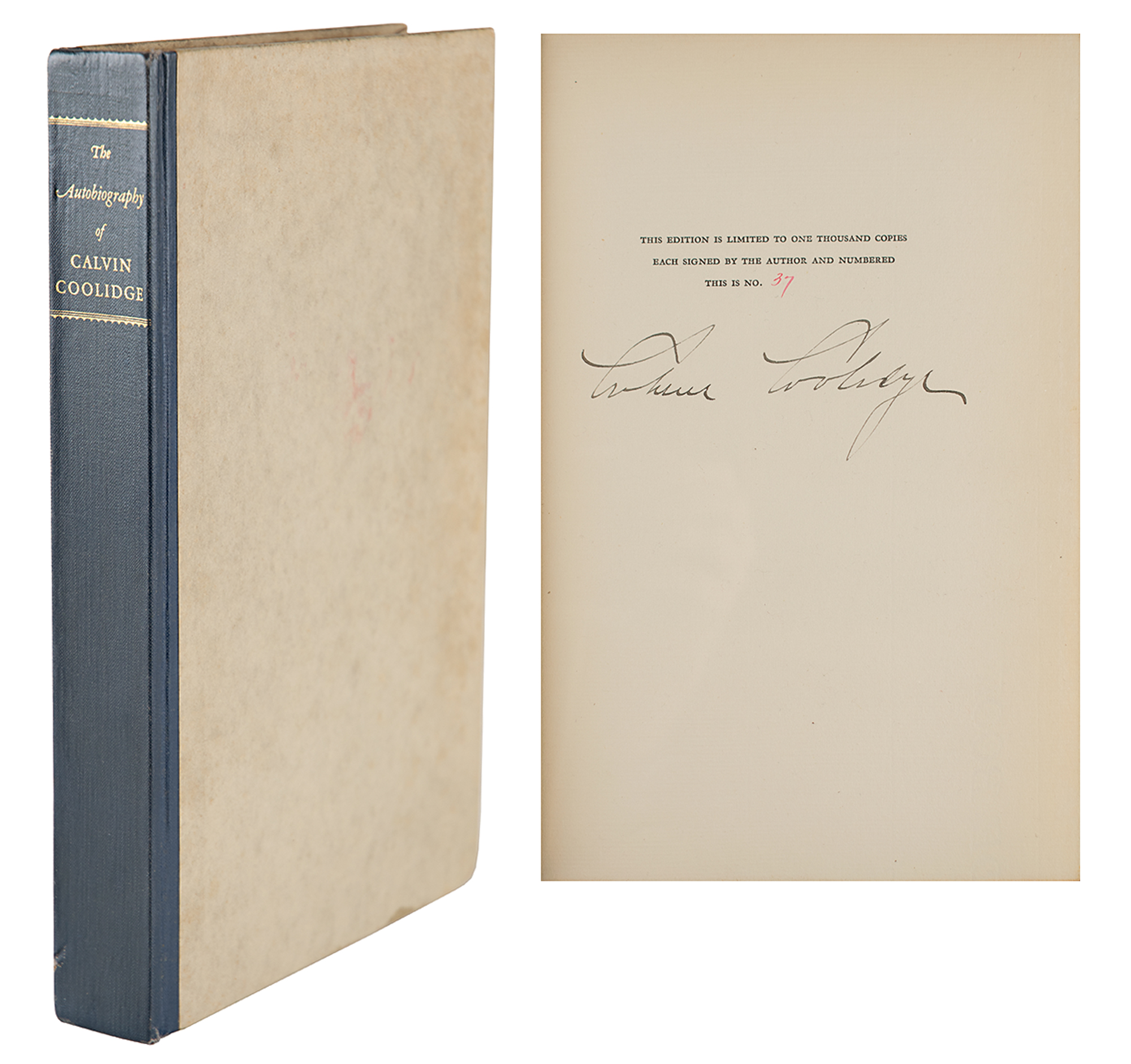 Lot #7075 Calvin Coolidge Signed Book