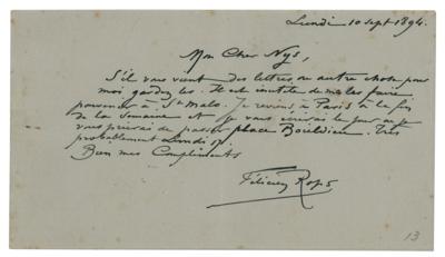 Lot #549 Felicien Rops Autograph Letter Signed - Image 1