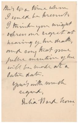 Lot #593 Julia Ward Howe Autograph Letter Signed
