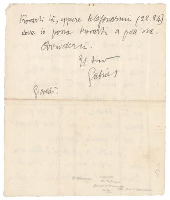 Lot #588 Gabriele D'Annunzio Autograph Letter Signed - Image 2