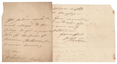 Lot #786 Dorothea Jordan (2) Autograph Letters Signed - Image 1