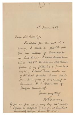 Lot #364 William Ramsay Autograph Letter Signed