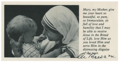 Lot #330 Mother Teresa Signed Prayer Slip