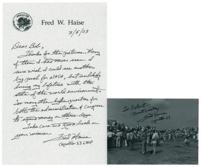 Lot #487 Fred Haise Signed Photograph and Autograph Letter Signed - Image 1