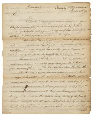 Lot #158 Alexander Hamilton Letter Signed as Treasury Secretary - Image 1