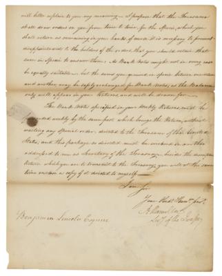 Lot #158 Alexander Hamilton Letter Signed as Treasury Secretary - Image 3