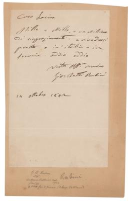 Lot #641 Giovanni Battista Rubini Autograph Letter Signed - Image 1