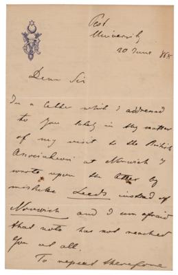 Lot #609 Armin Vambery Autograph Letter Signed