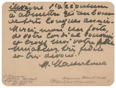 Lot #600 Maurice Maeterlinck Autograph Letter Signed - Image 4