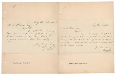 Lot #377 Russell Sage (2) Autograph Letters Signed - Image 1