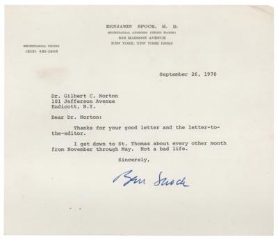 Lot #383 Benjamin Spock Typed Letter Signed - Image 1