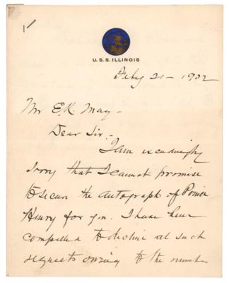 Lot #429 Robley D. Evans Autograph Letter Signed - Image 1