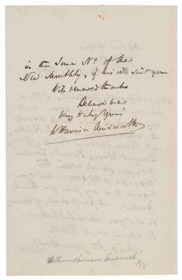 Lot #583 William Harrison Ainsworth Autograph Letter Signed - Image 2