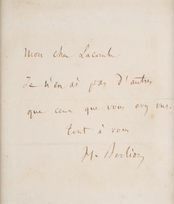 Lot #611 Hector Berlioz Autograph Note Signed - Image 2