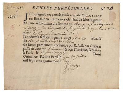 Lot #276 Friedrich Melchior, Baron von Grimm Document Signed - Image 1