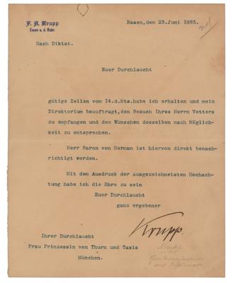 Lot #311 Friedrich Alfred Krupp Typed Letter