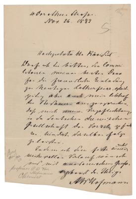 Lot #289 August Wilhelm von Hofmann Autograph Letter Signed - Image 1