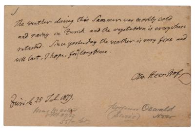 Lot #283 Oswald Heer Autograph Letter Signed