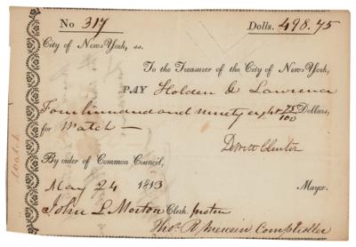 Lot #237 DeWitt Clinton Document Signed - Image 1