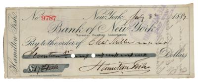 Lot #265 Hamilton Fish Signed Check - Image 1