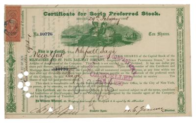 Lot #376 Russell Sage Document Signed - Image 1