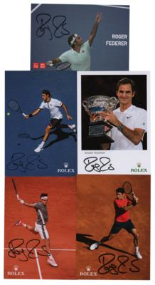 Lot #893 Roger Federer (5) Signed Promo Cards