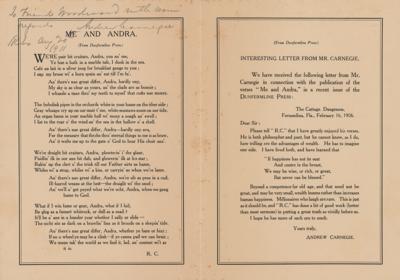 Lot #229 Andrew Carnegie Signed Booklet - Image 2