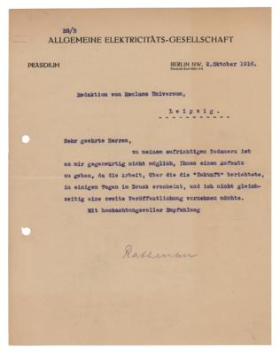 Lot #365 Walther Rathenau Typed Letter Signed
