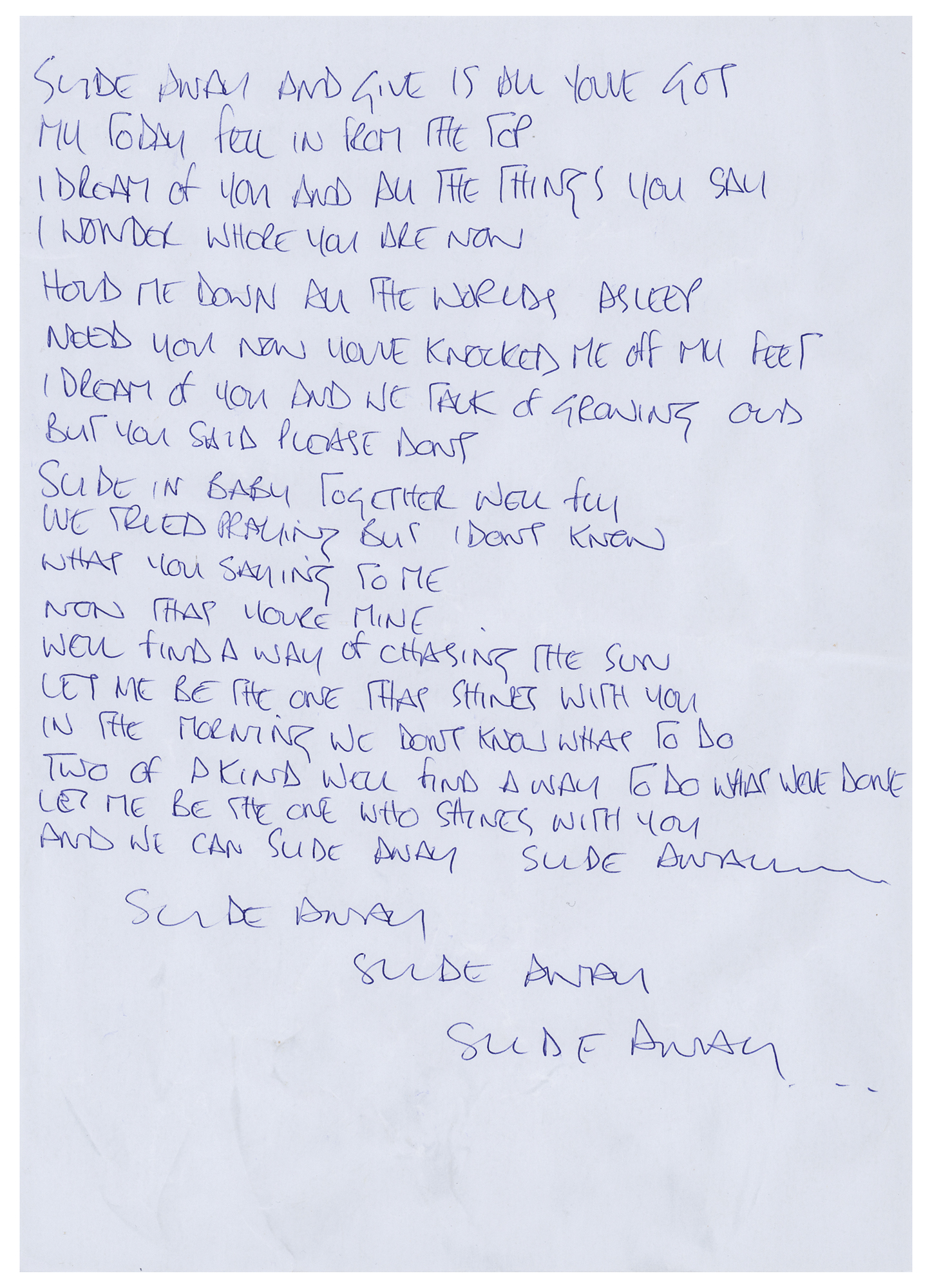 Lot #628 Oasis: Noel Gallagher Handwritten Lyrics (13) for Definitely Maybe, with CD Signed by the Gallagher Brothers - Image 3