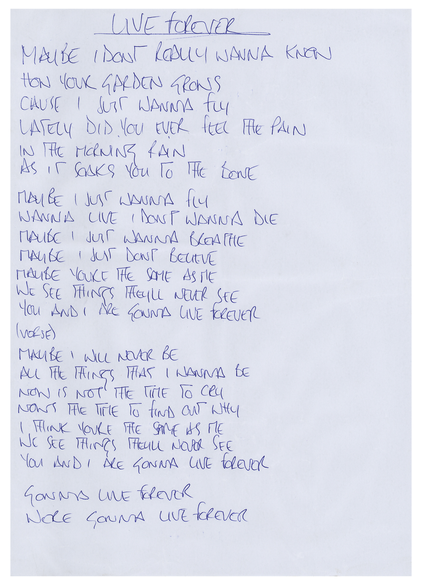 Lot #628 Oasis: Noel Gallagher Handwritten Lyrics (13) for Definitely Maybe, with CD Signed by the Gallagher Brothers - Image 9