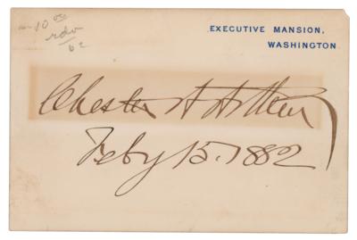 Lot #34 Chester A. Arthur Executive Mansion Card Signed as President - Image 1