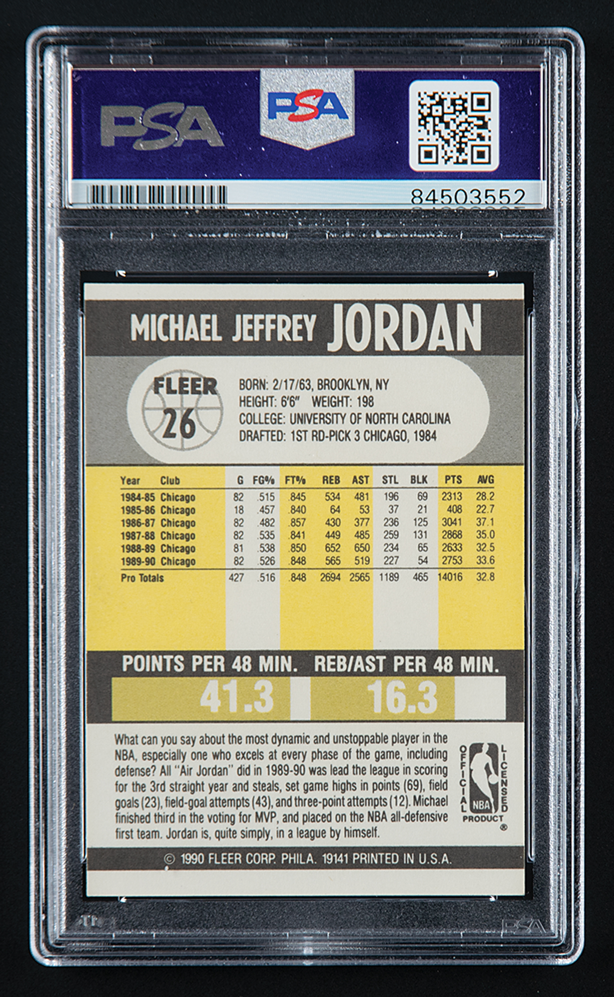 Michael Jordan Signed 1990 Fleer #26 Basketball Card | RR Auction