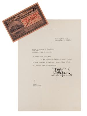 Lot #86 Herbert Hoover Signed RNC Ticket and Inaugural Ephemera - Image 1