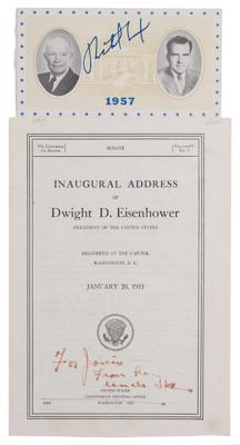 Lot #66 Dwight Eisenhower and Richard Nixon (2) Signed Inaugural Items with Ephemera - Image 1