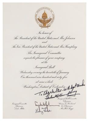 Lot #88 Lyndon and Lady Bird Johnson Signed Inaugural Ball Invitation - Image 1