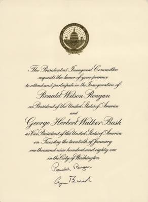 Lot #123 Ronald Reagan and George Bush Signed Inauguration Invitation - Image 1