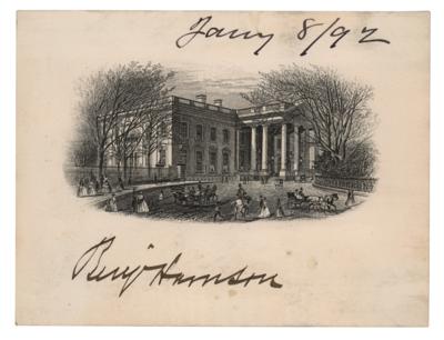 Lot #81 Benjamin Harrison Signed Engraving - Image 1